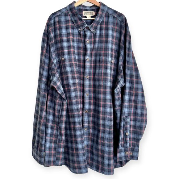 Duluth Trading Co Blue Free Swingin' Flannel Relaxed Fit Shirt Men's Size 3XLT - Picture 1 of 10